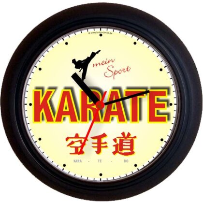 Wanduhr Schriftzug mein Sport Karate 