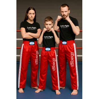 Stick Kickboxhose rot/weiß 4XS - XXL Kinder Erwachsene 150 (XS)