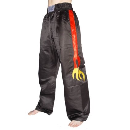 Flame Kickboxhose mit Flammen schwarz/gelb/rot 140 (XXS)