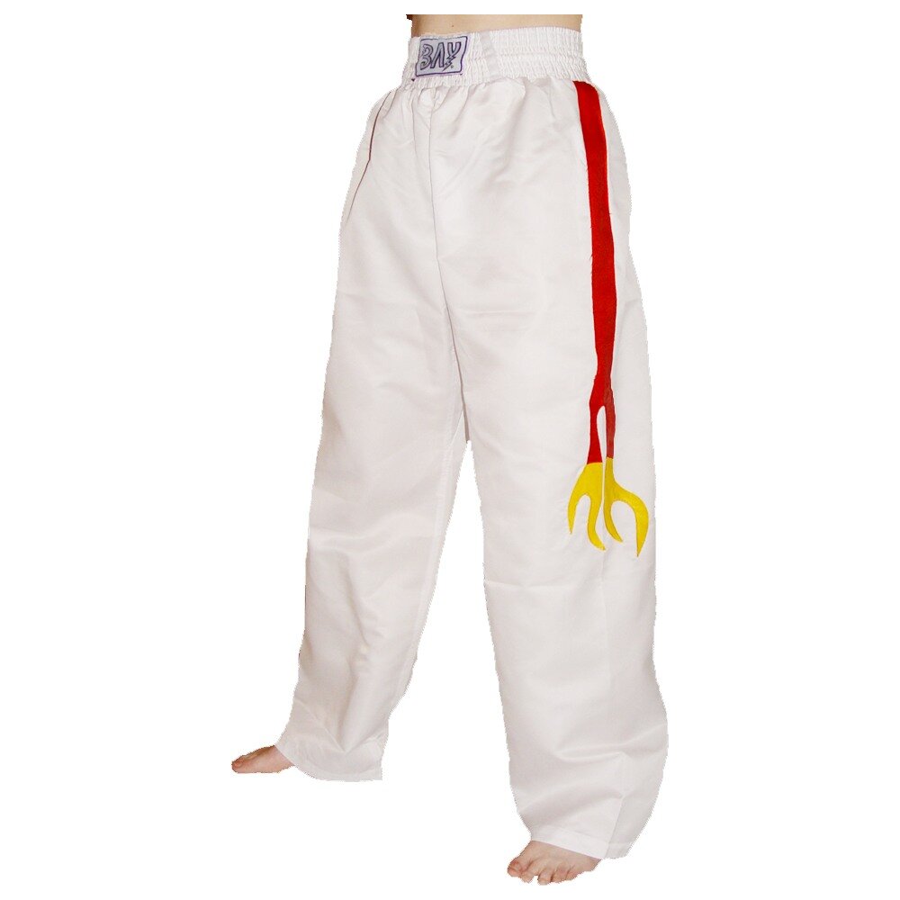 Flame Kickboxhose mit Flammen weiß/gelb/rot 150 (XS)