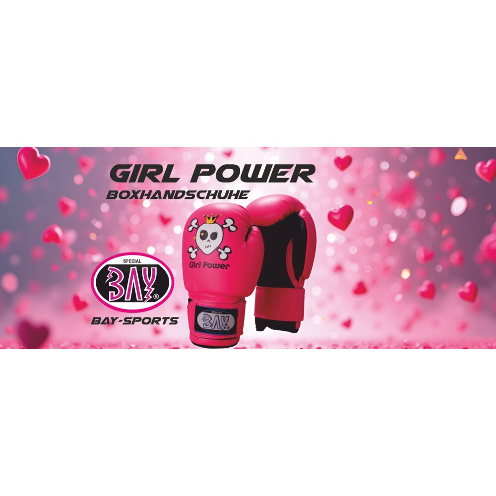 Baby Kinder 2 Unzen Girl Power Totenkopf mini Boxhandschuhe pink/schwarz