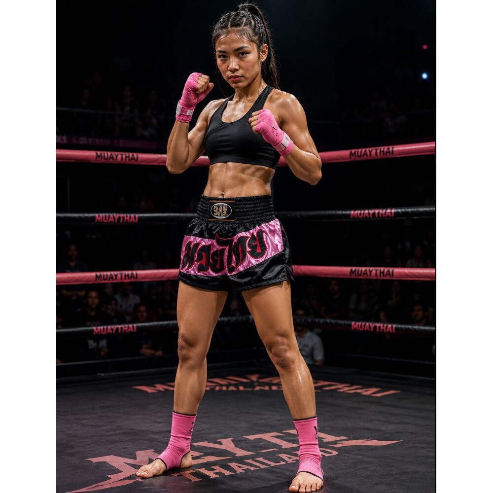 20 Jahre Jubel Angebot - Fashion Thaiboxhose pink /schwarz XXS
