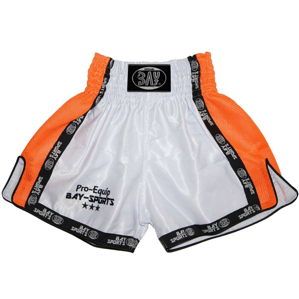 Pro-Equip Mesh Thaiboxhose XS - XXL weiß/neon orange M