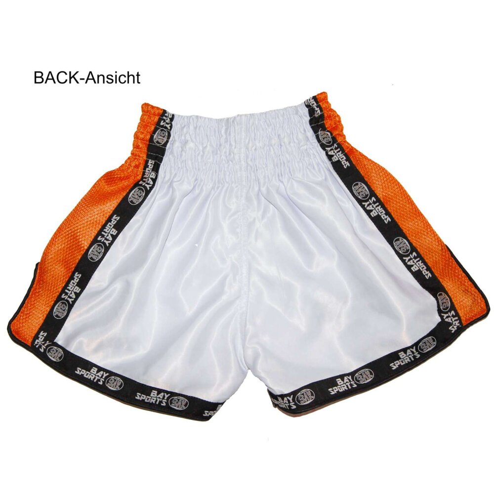 Pro-Equip Mesh Thaiboxhose XS - XXL weiß/neon orange L