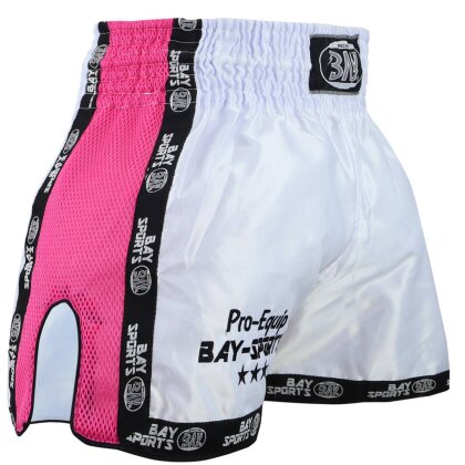 Pro-Equip Mesh Thaiboxhose XS - XXL weiß/neon pink L