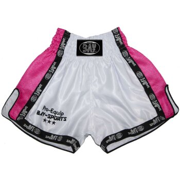 Pro-Equip Mesh Thaiboxhose XS - XXL weiß/neon pink XXL