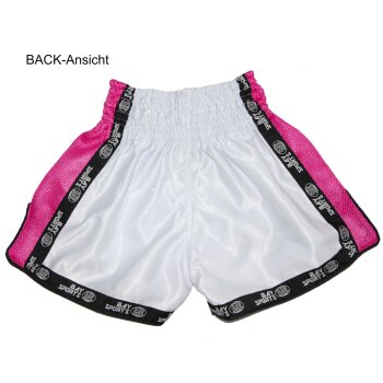 Pro-Equip Mesh Thaiboxhose XS - XXL weiß/neon pink XXL