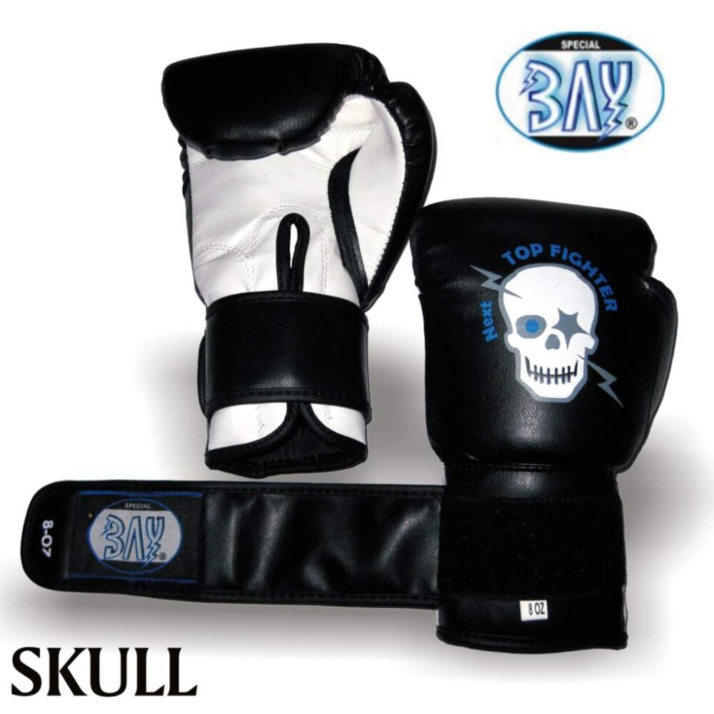 Sweet Skull Totenkopf  Kinder Boxhandschuhe schwarz/weiß 2 Unzen