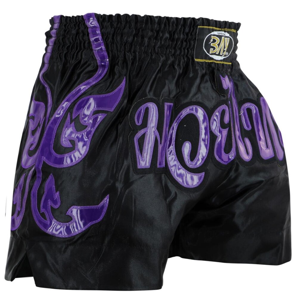 Laser Cut Thaiboxhose schwarz/lila XS