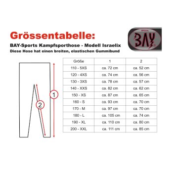 Kampfsport ISRAELIX  Krav Maga Freestyle Hose schwarz Baumwolle 200