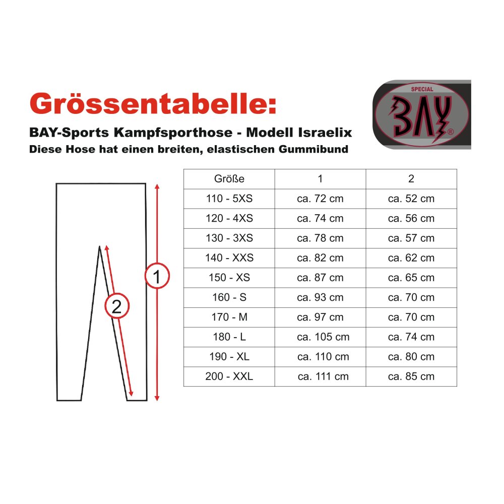 Kampfsport ISRAELIX  Krav Maga Freestyle Hose schwarz Baumwolle 200