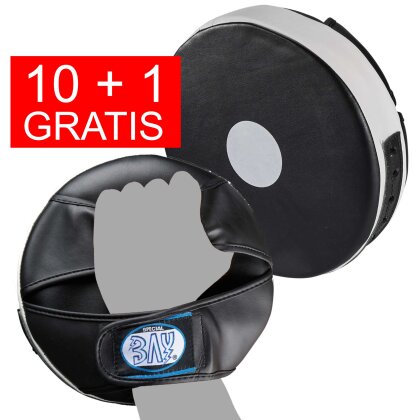 20 Jahre Jubel Angebot - 10 x 1 GRATIS Angebot (11 Paar) Multi Funktion Runde Handpratzen Tellerpratzen schwarz wei&szlig;