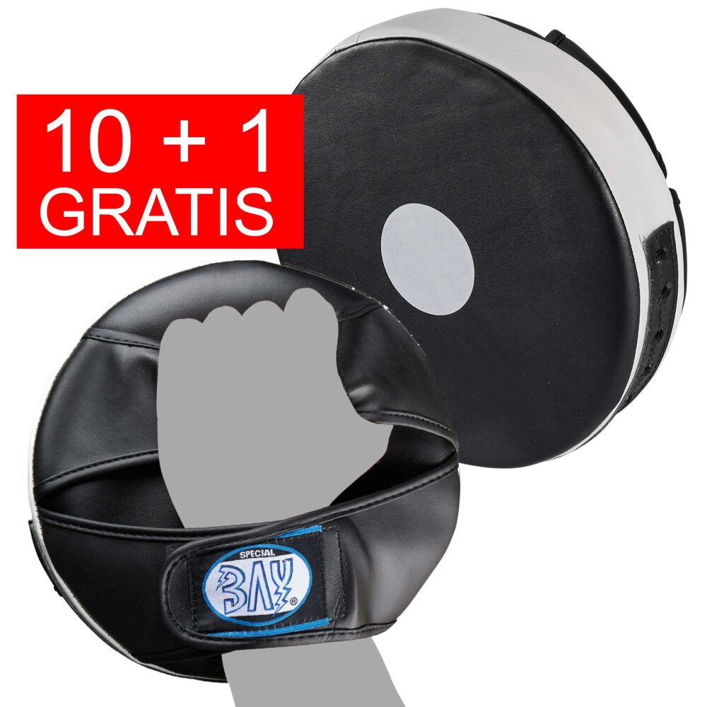 ANGEBOT des Monats - 10 x 1 GRATIS Angebot (11 Paar) Multi Funktion Runde Handpratzen Tellerpratzen schwarz wei&szlig;