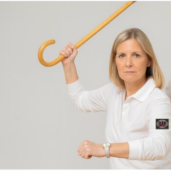 Jipangi Gehstock Schirm Rundgriff Rattan Holz SV Krav Maga