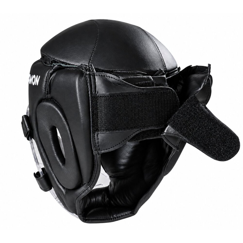 Kopfschutz Elite Fight mit Plexiglas Visier Leder schwarz
