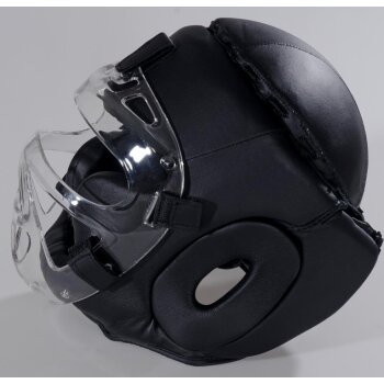 Kopfschutz Elite Fight mit Plexiglas Visier Leder schwarz S - XL M