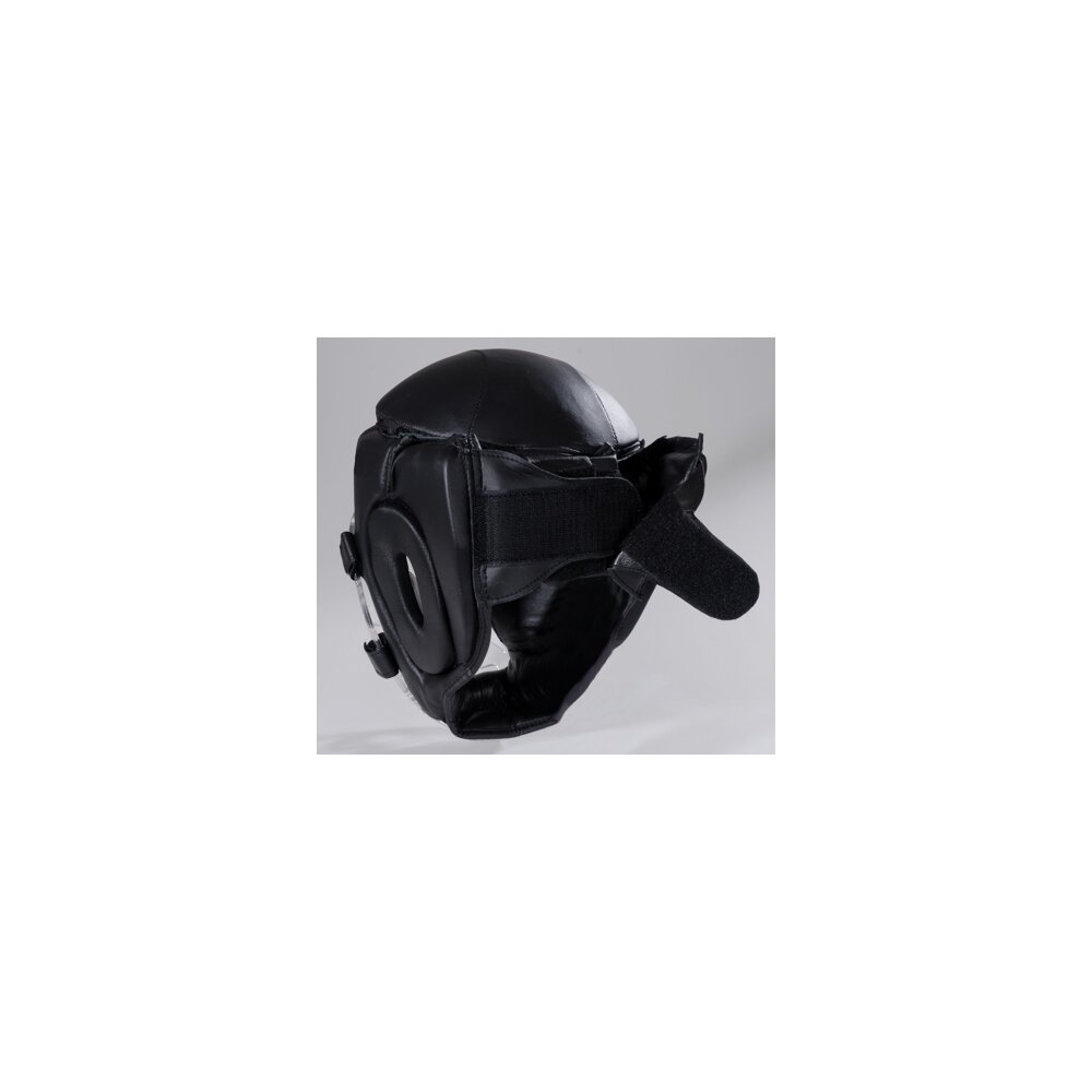Kopfschutz Elite Fight mit Plexiglas Visier Leder schwarz S - XL M