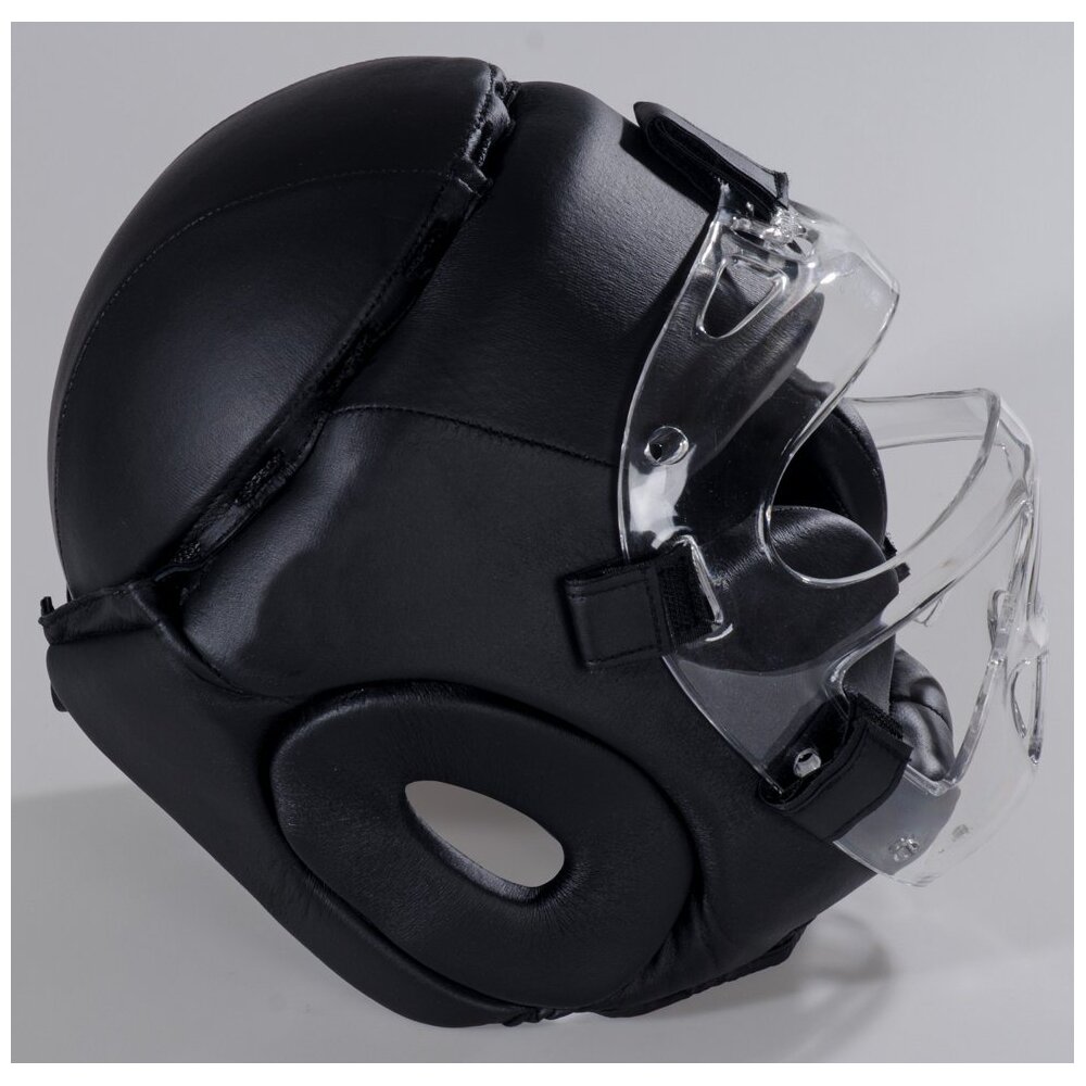 Kopfschutz Elite Fight mit Plexiglas Visier Leder schwarz S - XL M