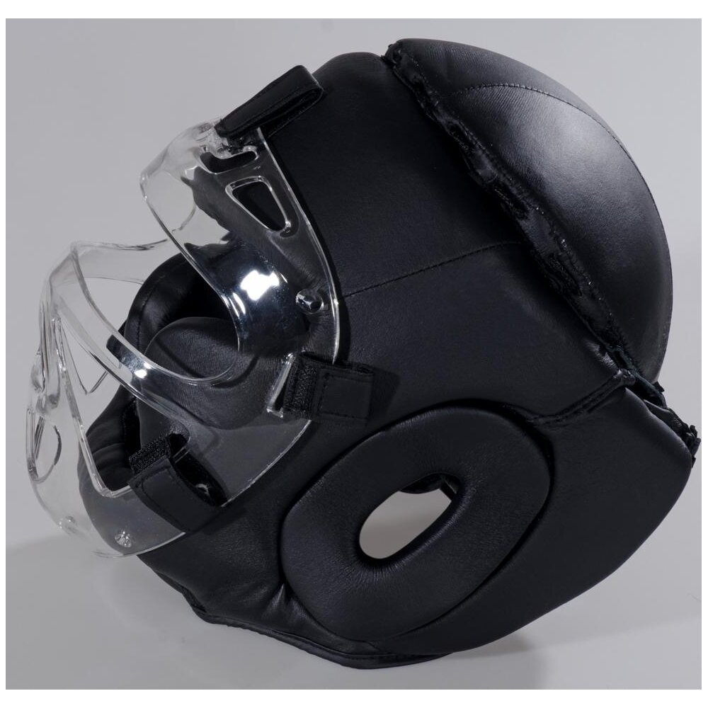 Kopfschutz Elite Fight mit Plexiglas Visier Leder schwarz S - XL M