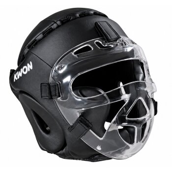 Kopfschutz Elite Fight mit Plexiglas Visier Leder schwarz L