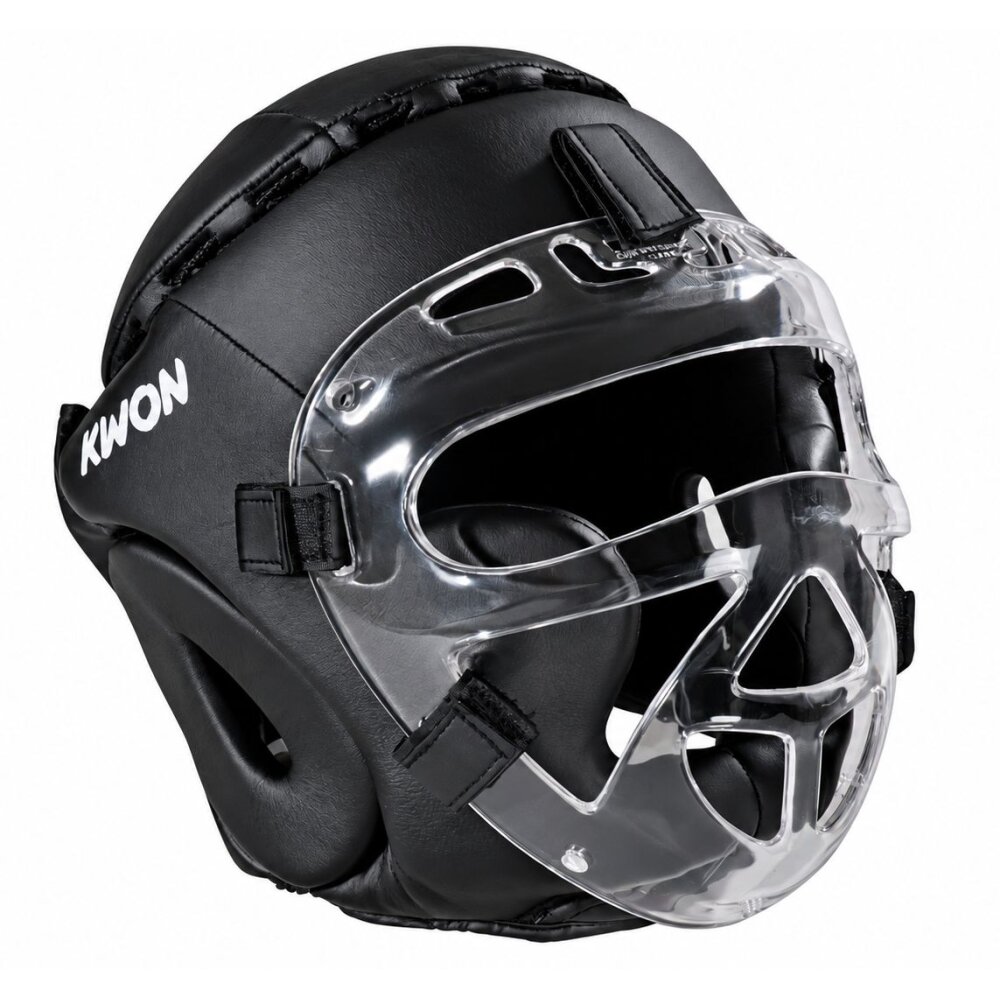 Kopfschutz Elite Fight mit Plexiglas Visier Leder schwarz L