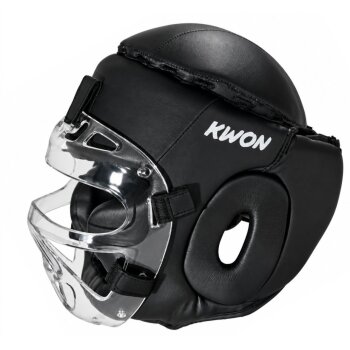 Kopfschutz Elite Fight mit Plexiglas Visier Leder schwarz XL