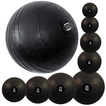 Slamball mit Sandf&uuml;llung - Medizinball Ball Gummi 2 - 20 kg schwarz