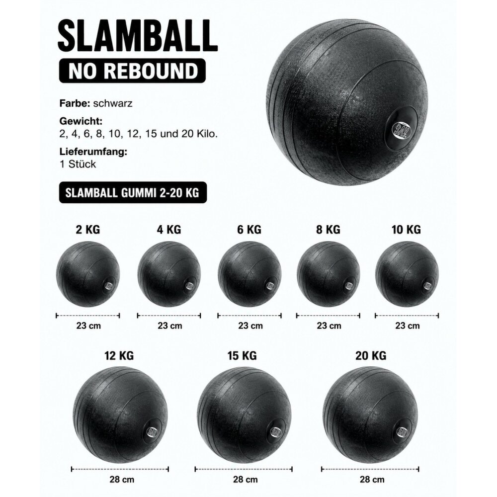 Slamball mit Sandfüllung - Medizinball Ball Gummi 4 kg