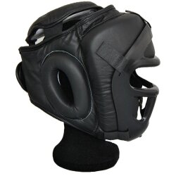 Kopfschutz mit Kunststoff Gitter Leder schwarz S - XL S